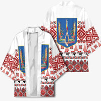 Ukraine Merry Christmas Kimono Ukraine Emblem and Vyshyvanka Xmas Style - Wonder Print Shop