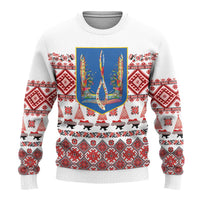 Ukraine Merry Christmas Ugly Christmas Sweater Ukraine Emblem and Vyshyvanka Xmas Style - Wonder Print Shop