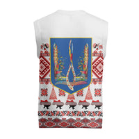 Ukraine Merry Christmas Knitted V-Neck Vest Ukraine Emblem and Vyshyvanka Xmas Style - Wonder Print Shop