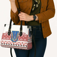 Ukraine Merry Christmas Leather Bag Ukraine Emblem and Vyshyvanka Xmas Style - Wonder Print Shop