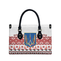 Ukraine Merry Christmas Leather Bag Ukraine Emblem and Vyshyvanka Xmas Style - Wonder Print Shop