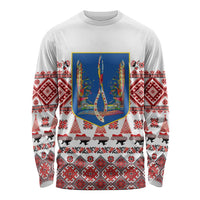 Ukraine Merry Christmas Long Sleeve Shirt Ukraine Emblem and Vyshyvanka Xmas Style - Wonder Print Shop
