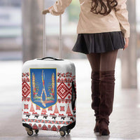 Ukraine Merry Christmas Luggage Cover Ukraine Emblem and Vyshyvanka Xmas Style - Wonder Print Shop
