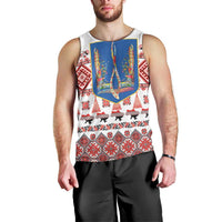 Ukraine Merry Christmas Men Tank Top Ukraine Emblem and Vyshyvanka Xmas Style - Wonder Print Shop