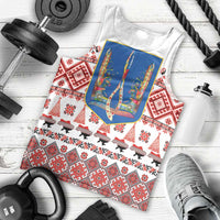 Ukraine Merry Christmas Men Tank Top Ukraine Emblem and Vyshyvanka Xmas Style - Wonder Print Shop