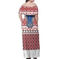Ukraine Merry Christmas Off Shoulder Maxi Dress Ukraine Emblem and Vyshyvanka Xmas Style - Wonder Print Shop