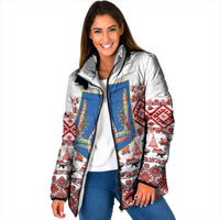 Ukraine Merry Christmas Padded Jacket Ukraine Emblem and Vyshyvanka Xmas Style - Wonder Print Shop