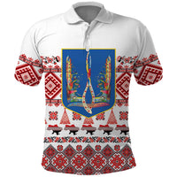 Ukraine Merry Christmas Polo Shirt Ukraine Emblem and Vyshyvanka Xmas Style - Wonder Print Shop