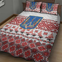 Ukraine Merry Christmas Quilt Bed Set Ukraine Emblem and Vyshyvanka Xmas Style - Wonder Print Shop