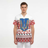 Ukraine Merry Christmas Scrub Top Ukraine Emblem and Vyshyvanka Xmas Style - Wonder Print Shop