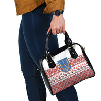 Ukraine Merry Christmas Shoulder Handbag Ukraine Emblem and Vyshyvanka Xmas Style - Wonder Print Shop