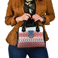 Ukraine Merry Christmas Shoulder Handbag Ukraine Emblem and Vyshyvanka Xmas Style - Wonder Print Shop