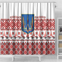 Ukraine Merry Christmas Shower Curtain Ukraine Emblem and Vyshyvanka Xmas Style - Wonder Print Shop