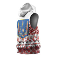 Ukraine Merry Christmas Sleeveless Hoodie Ukraine Emblem and Vyshyvanka Xmas Style - Wonder Print Shop