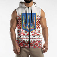 Ukraine Merry Christmas Sleeveless Zip Hoodie Ukraine Emblem and Vyshyvanka Xmas Style - Wonder Print Shop