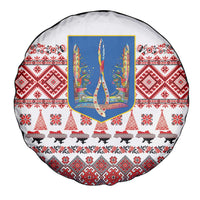 Ukraine Merry Christmas Spare Tire Cover Ukraine Emblem and Vyshyvanka Xmas Style - Wonder Print Shop