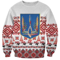 Ukraine Merry Christmas Sweatshirt Ukraine Emblem and Vyshyvanka Xmas Style - Wonder Print Shop