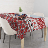 Ukraine Merry Christmas Tablecloth Ukraine Emblem and Vyshyvanka Xmas Style - Wonder Print Shop