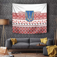 Ukraine Merry Christmas Tapestry Ukraine Emblem and Vyshyvanka Xmas Style - Wonder Print Shop