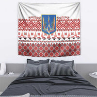 Ukraine Merry Christmas Tapestry Ukraine Emblem and Vyshyvanka Xmas Style - Wonder Print Shop