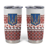 Ukraine Merry Christmas Tumbler Cup Ukraine Emblem and Vyshyvanka Xmas Style - Wonder Print Shop