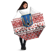 Ukraine Merry Christmas Umbrella Ukraine Emblem and Vyshyvanka Xmas Style - Wonder Print Shop