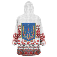 Ukraine Merry Christmas Wearable Blanket Hoodie Ukraine Emblem and Vyshyvanka Xmas Style - Wonder Print Shop