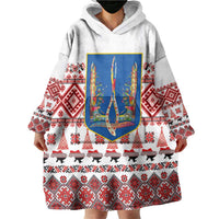 Ukraine Merry Christmas Wearable Blanket Hoodie Ukraine Emblem and Vyshyvanka Xmas Style - Wonder Print Shop