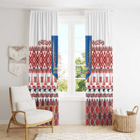 Ukraine Merry Christmas Window Curtain Ukraine Emblem and Vyshyvanka Xmas Style - Wonder Print Shop