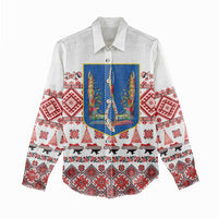 Ukraine Merry Christmas Women Casual Shirt Ukraine Emblem and Vyshyvanka Xmas Style - Wonder Print Shop
