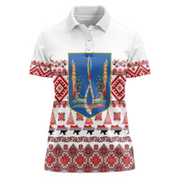 Ukraine Merry Christmas Women Polo Shirt Ukraine Emblem and Vyshyvanka Xmas Style - Wonder Print Shop