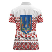 Ukraine Merry Christmas Women Polo Shirt Ukraine Emblem and Vyshyvanka Xmas Style - Wonder Print Shop