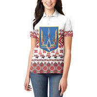 Ukraine Merry Christmas Women Polo Shirt Ukraine Emblem and Vyshyvanka Xmas Style - Wonder Print Shop