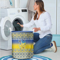 Ukraine Merry Christmas Laundry Basket Ukraine Emblem and Vyshyvanka Knitted Effect - Wonder Print Shop