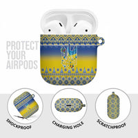 Ukraine Merry Christmas AirPods Case Ukraine Emblem and Vyshyvanka Knitted Effect - Wonder Print Shop