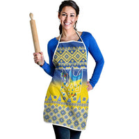 Ukraine Merry Christmas Apron Ukraine Emblem and Vyshyvanka Knitted Effect - Wonder Print Shop