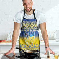 Ukraine Merry Christmas Apron Ukraine Emblem and Vyshyvanka Knitted Effect - Wonder Print Shop