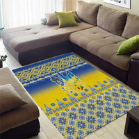 Ukraine Merry Christmas Area Rug Ukraine Emblem and Vyshyvanka Knitted Effect - Wonder Print Shop