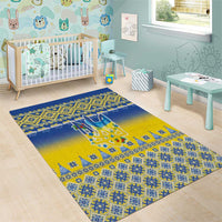 Ukraine Merry Christmas Area Rug Ukraine Emblem and Vyshyvanka Knitted Effect - Wonder Print Shop