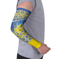 Ukraine Merry Christmas Arm Sleeves Ukraine Emblem and Vyshyvanka Knitted Effect - Wonder Print Shop