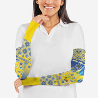Ukraine Merry Christmas Arm Sleeves Ukraine Emblem and Vyshyvanka Knitted Effect - Wonder Print Shop