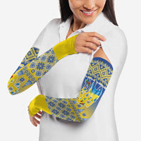 Ukraine Merry Christmas Arm Sleeves Ukraine Emblem and Vyshyvanka Knitted Effect - Wonder Print Shop