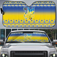 Ukraine Merry Christmas Auto Sun Shade Ukraine Emblem and Vyshyvanka Knitted Effect - Wonder Print Shop