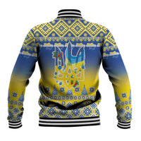 Ukraine Merry Christmas Baseball Jacket Ukraine Emblem and Vyshyvanka Knitted Effect - Wonder Print Shop