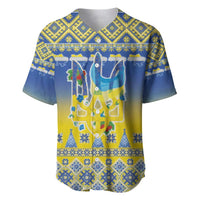 Ukraine Merry Christmas Baseball Jersey Ukraine Emblem and Vyshyvanka Knitted Effect - Wonder Print Shop