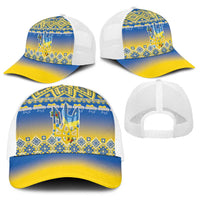 Ukraine Merry Christmas Baseball Net Cap Ukraine Emblem and Vyshyvanka Flag Color Style - Wonder Print Shop