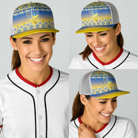 Ukraine Merry Christmas Baseball Net Cap Ukraine Emblem and Vyshyvanka Flag Color Style - Wonder Print Shop