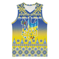 Ukraine Merry Christmas Basketball Jersey Ukraine Emblem and Vyshyvanka Knitted Effect - Wonder Print Shop