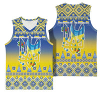 Ukraine Merry Christmas Basketball Jersey Ukraine Emblem and Vyshyvanka Knitted Effect - Wonder Print Shop