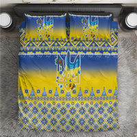 Ukraine Merry Christmas Bedding Set Ukraine Emblem and Vyshyvanka Knitted Effect - Wonder Print Shop